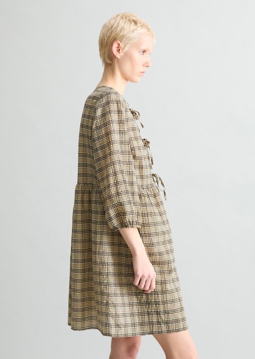 Relaxed fit seersucker dress — Offwhite