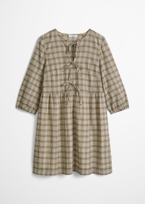 Relaxed fit seersucker dress — Offwhite