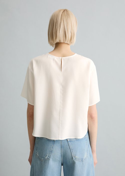 Crop blouse shirt relaxed — Silky White