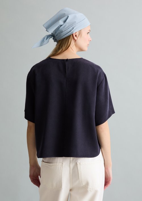 Crop blouse shirt relaxed — Blue Depths