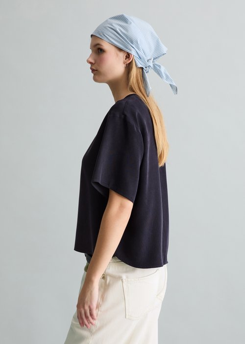 Crop blouse shirt relaxed — Blue Depths
