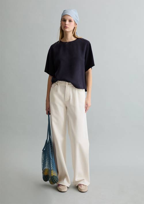 Crop-Blusenshirt relaxed Blue Depths in Frontalansicht