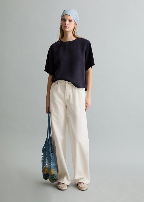 Crop blouse shirt relaxed — Blue Depths