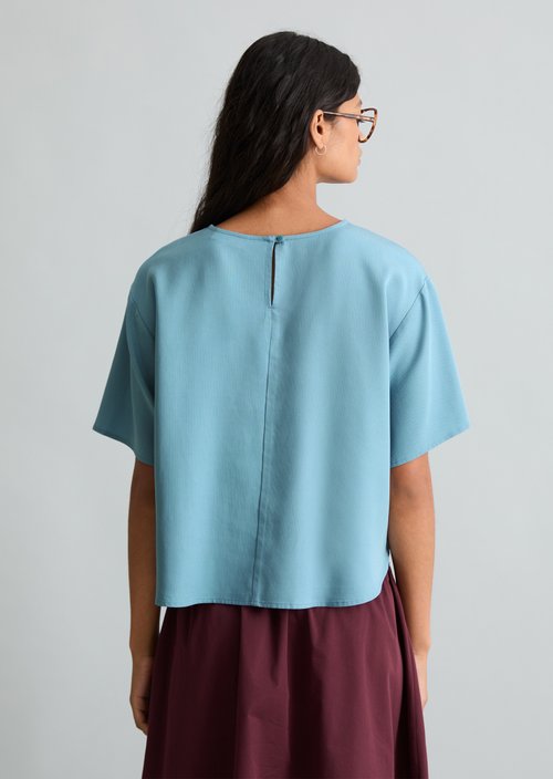 Crop blouse shirt relaxed — Blue Dawn