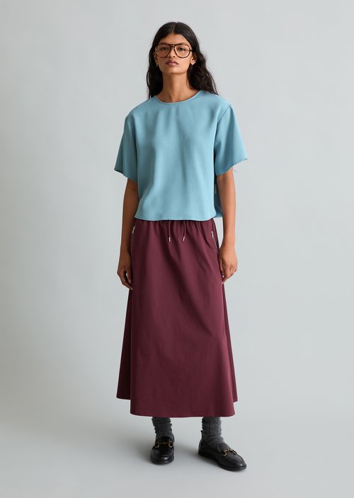 Crop blouse shirt relaxed — Blue Dawn