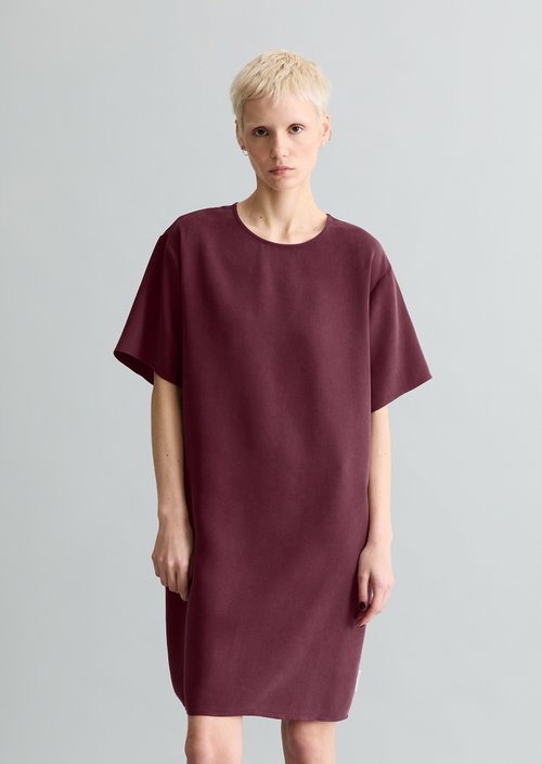Relaxed short dress — Merlot Red