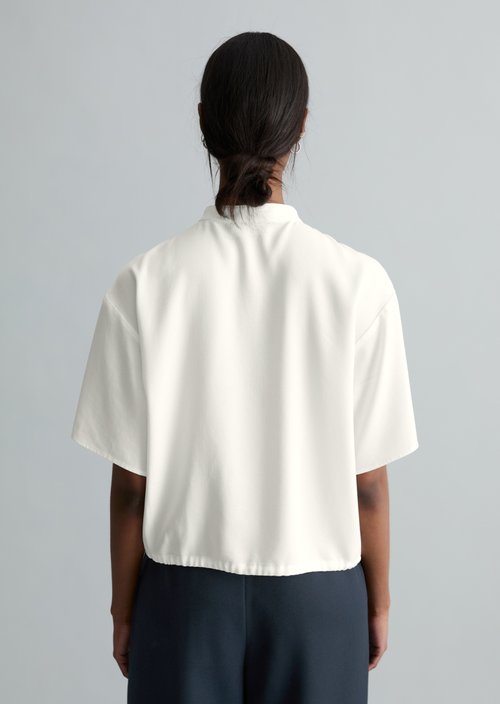 Crop blouse shirt relaxed — Silky White