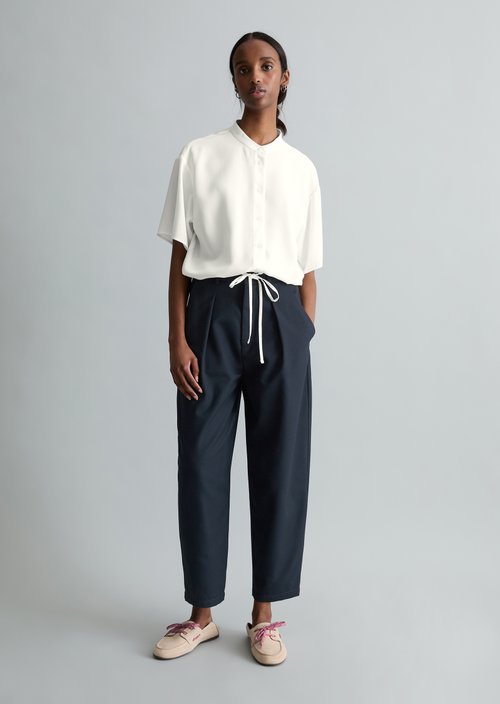 Crop blouse shirt relaxed — Silky White
