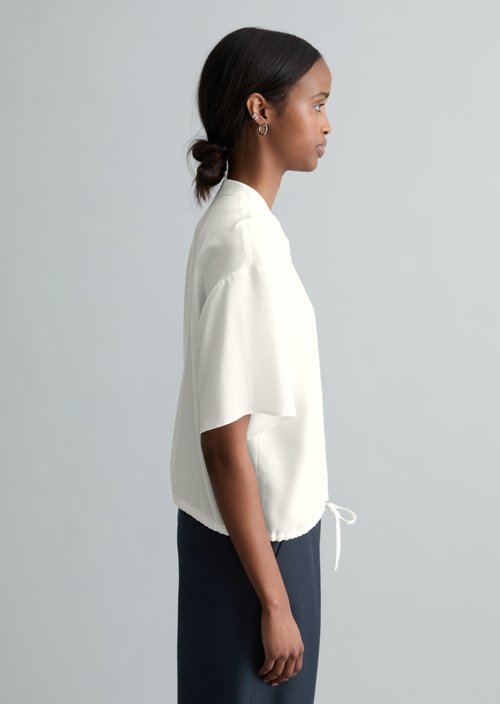 Crop blouse shirt relaxed — Silky White