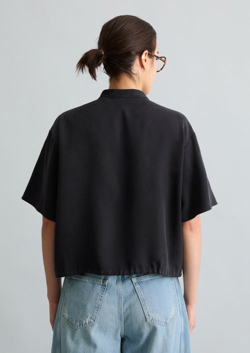Crop blouse shirt relaxed — Blue Depths