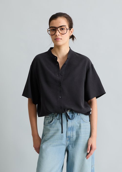 Crop blouse shirt relaxed — Blue Depths