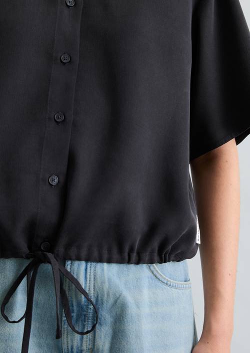 Crop blouse shirt relaxed Blue Depths in detail view