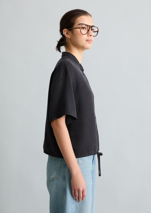 Crop blouse shirt relaxed — Blue Depths