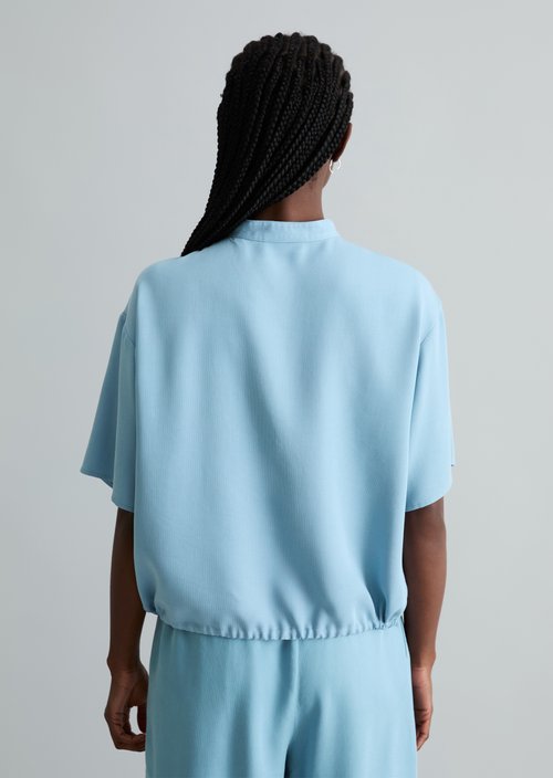 Crop blouse shirt relaxed — Blue Dawn