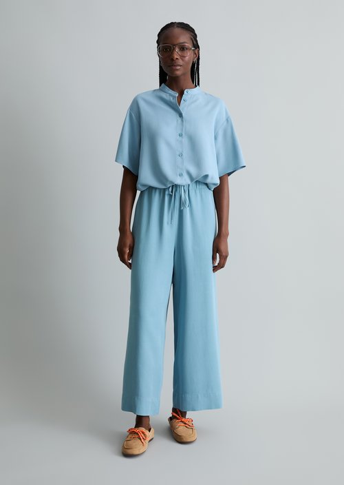 Crop blouse shirt relaxed — Blue Dawn