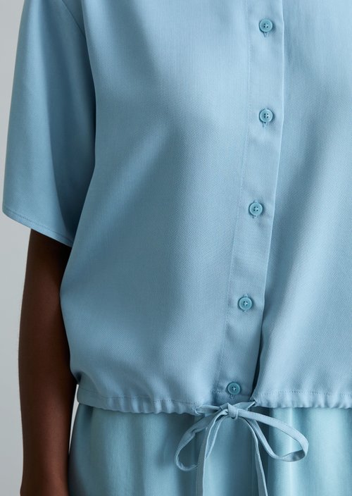 Crop blouse shirt relaxed — Blue Dawn