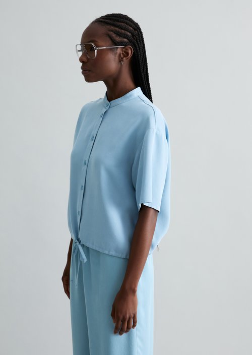 Crop blouse shirt relaxed — Blue Dawn