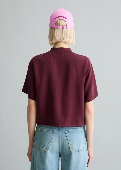 Crop blouse shirt relaxed — Merlot Red