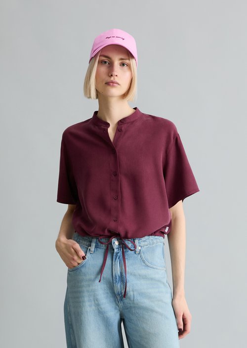 Crop blouse shirt relaxed — Merlot Red