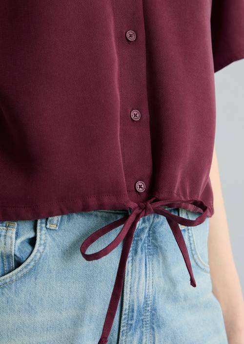 Crop blouse shirt relaxed Merlot Red in detail view