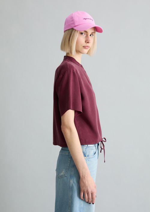 Crop blouse shirt relaxed — Merlot Red