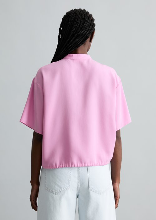 Crop blouse shirt relaxed — Pale Bubblegum
