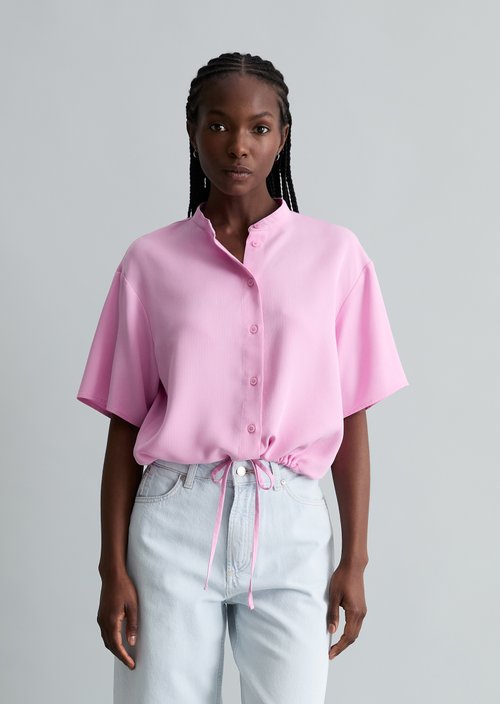 Crop blouse shirt relaxed — Pale Bubblegum