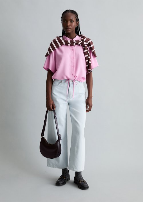 Crop blouse shirt relaxed — Pale Bubblegum