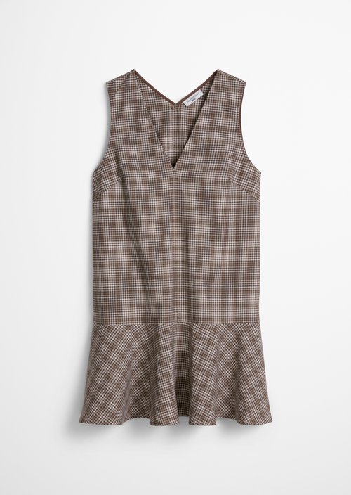 Checked flounce dress regular — Dark Brown
