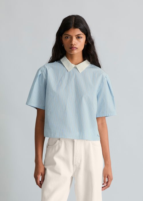 Relaxed striped blouse — Light Blue