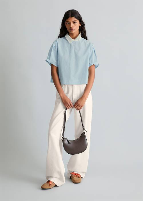 Luźna bluzka w paski Light Blue w widoku z przodu