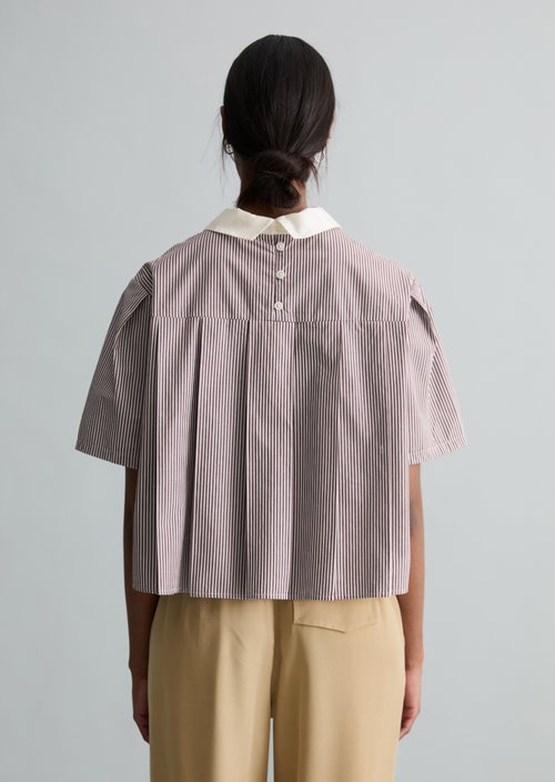 Relaxed striped blouse — Dark Red