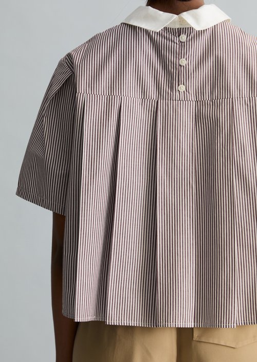 Relaxed striped blouse — Dark Red