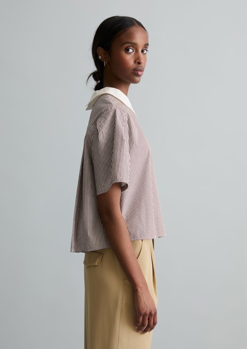 Relaxed striped blouse — Dark Red
