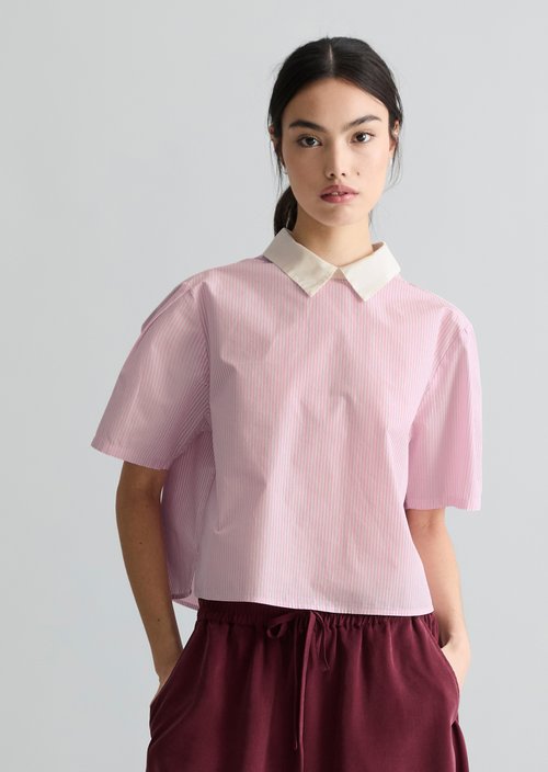 Relaxed striped blouse — Light Pink