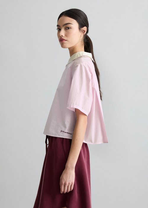 Relaxed striped blouse — Light Pink