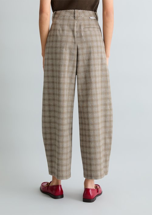 Checked trousers loose — Dark Brown