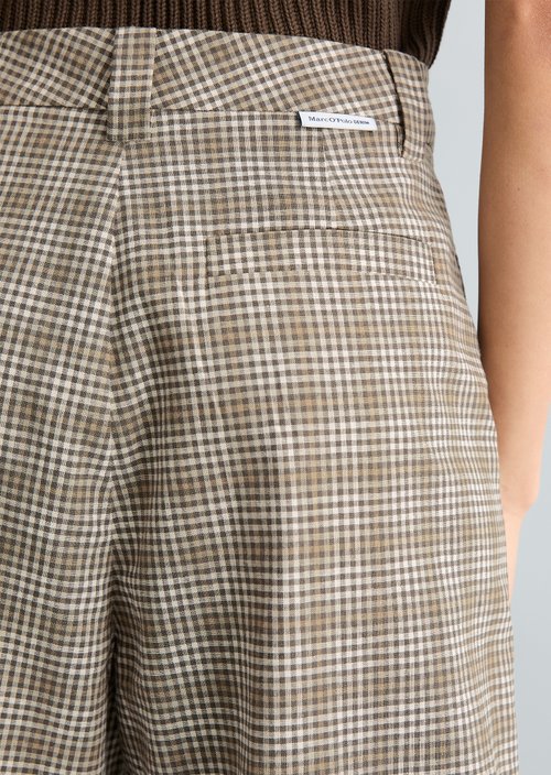 Checked trousers loose — Dark Brown
