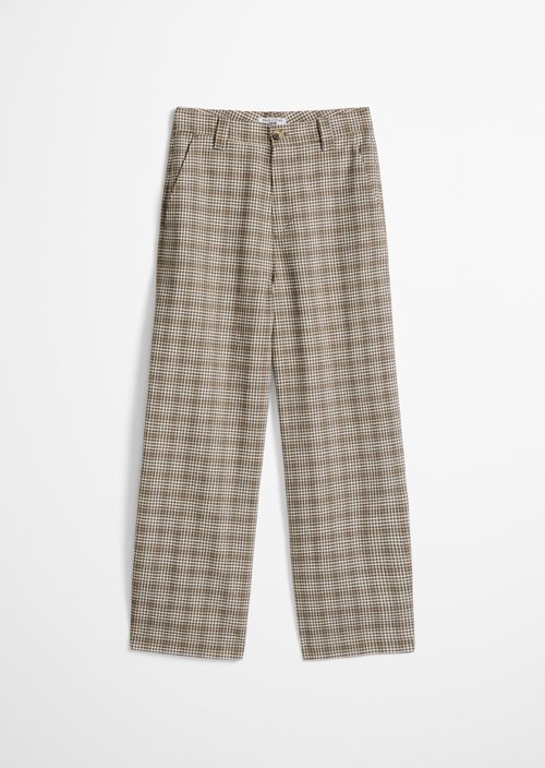 Checked trousers loose — Dark Brown