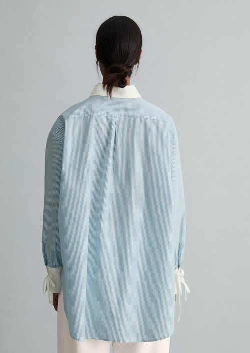 Striped blouse loose — Light Blue