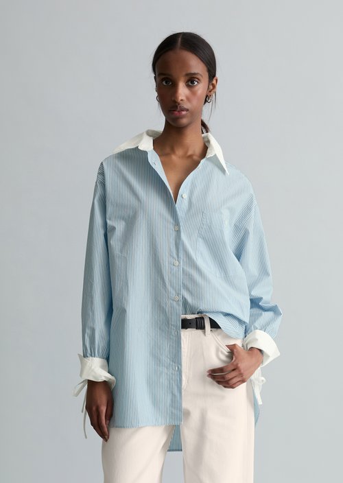 Striped blouse loose — Light Blue