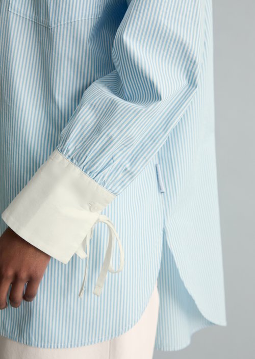 Striped blouse loose — Light Blue