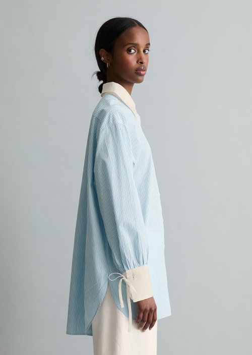 Striped blouse loose — Light Blue