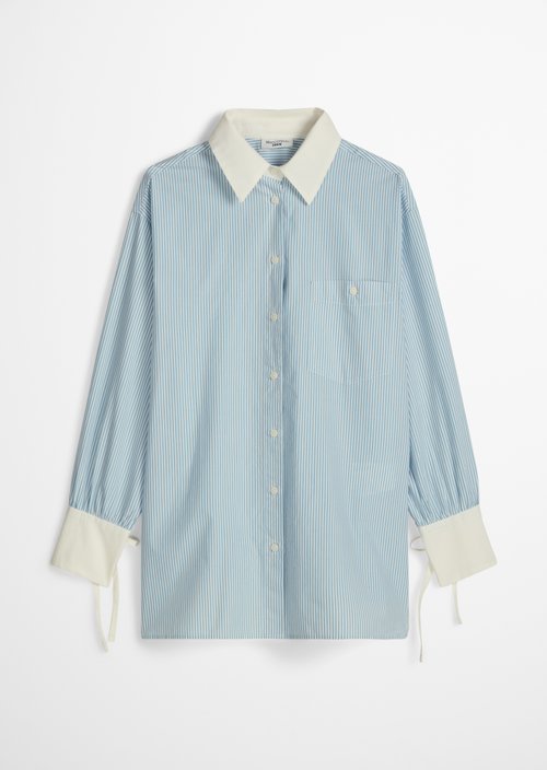 Striped blouse loose — Light Blue