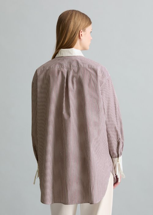 Striped blouse loose — Dark Red
