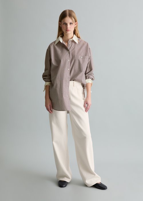 Striped blouse loose — Dark Red