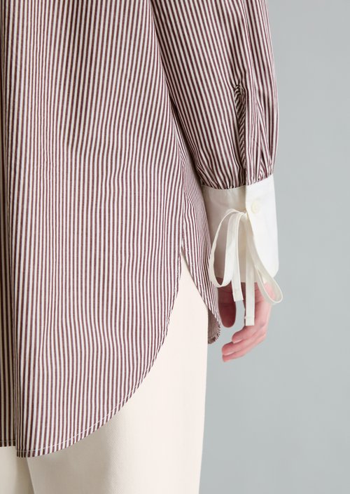 Striped blouse loose — Dark Red