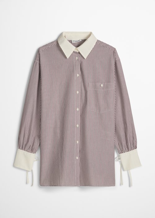 Striped blouse loose — Dark Red