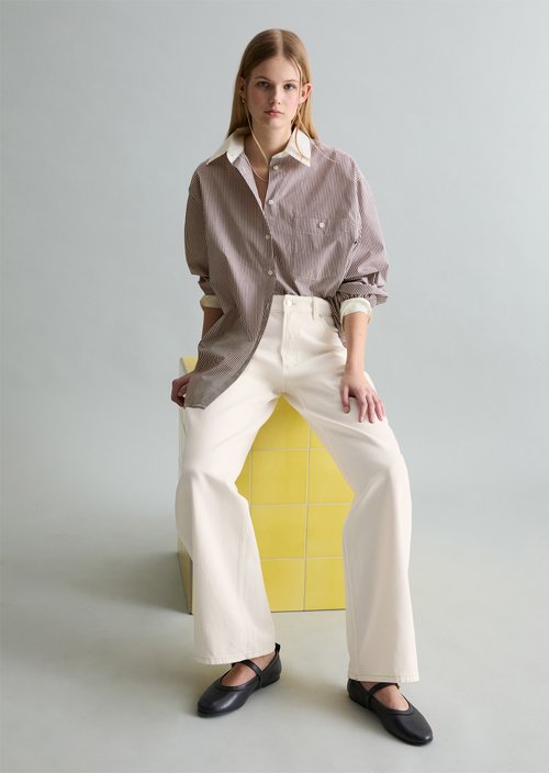 Marc O'Polo Gestreepte blouse los, Dames, rood, Xxs, 100% Katoen