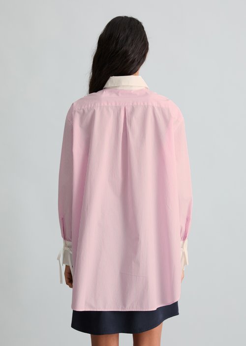 Striped blouse loose — Light Pink
